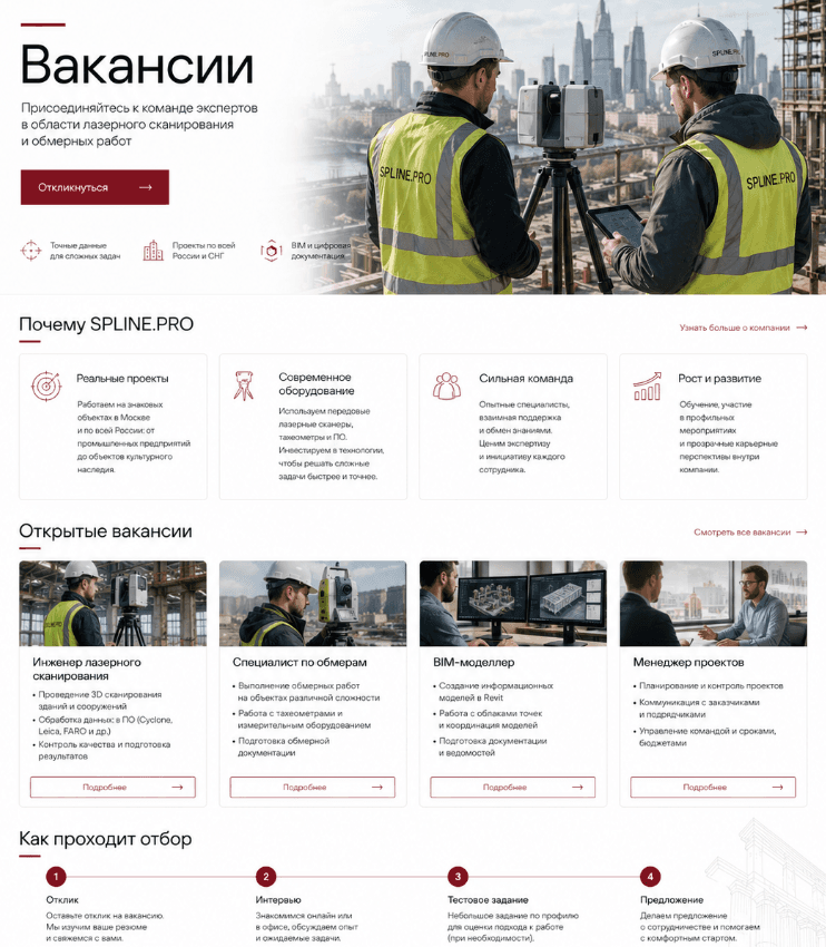 Специалисты SPLINE.PRO с лазерным сканером на фоне городской застройки